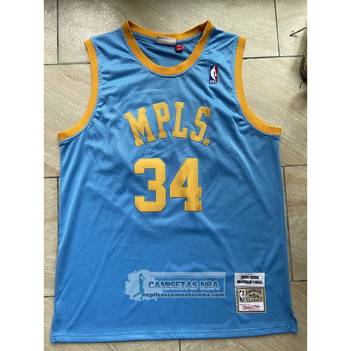 Camiseta Los Angeles Lakers Shaquille O'Neal NO 34 Mitchell & Ness 2001-02 Azul